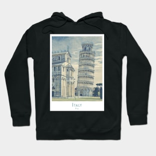 Vintage Retro Pisa Tower Watercolor Poster Hoodie